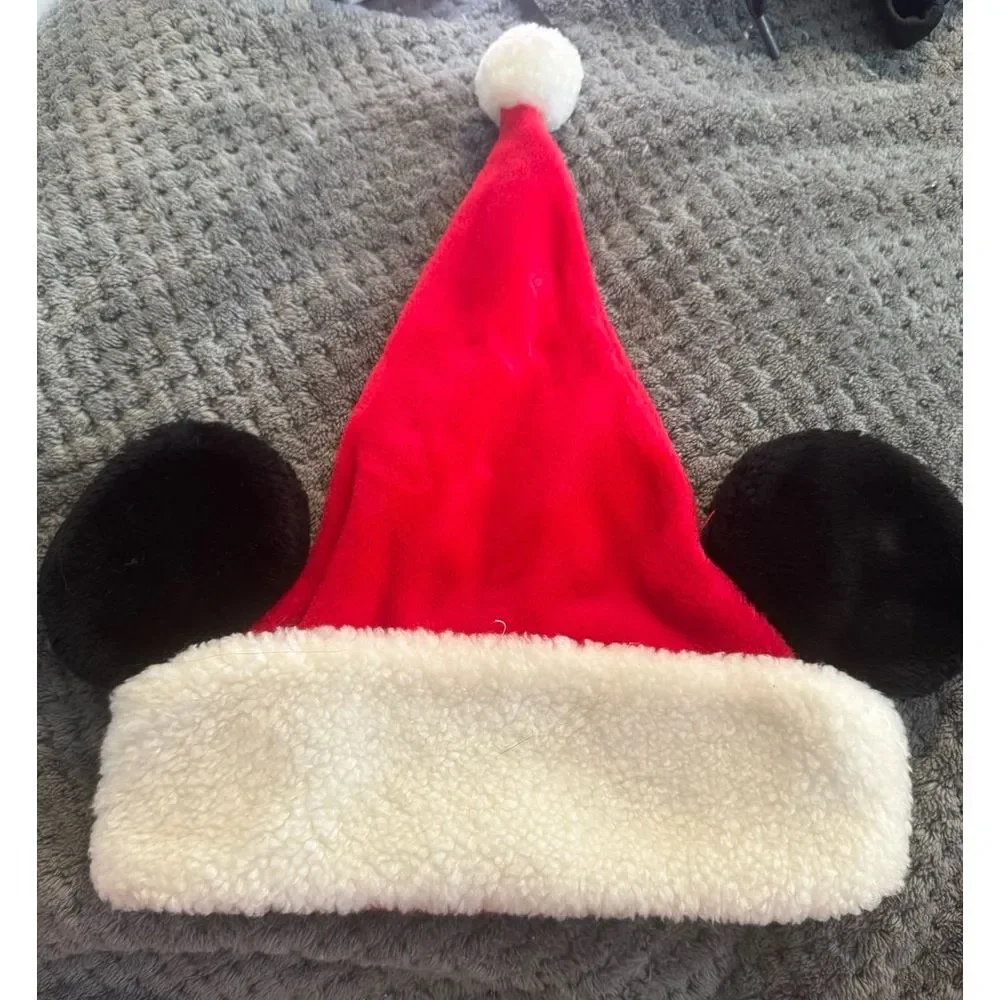 Vintage Disney parks youth Mickey Santa hat